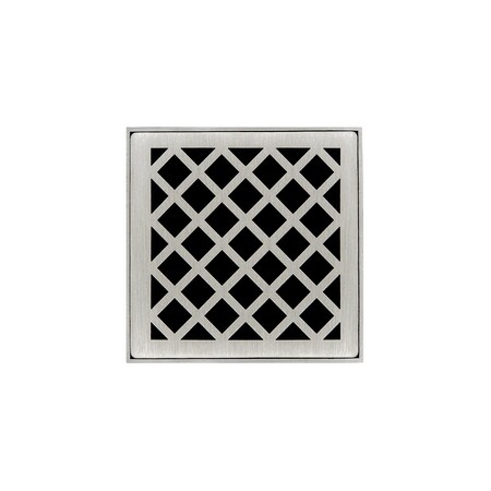 Infinity Drain 4"x4"Strainer W/Criss-Cross DecPlate and 2"Throat-SatinStainless -XD 4 X_4_SS